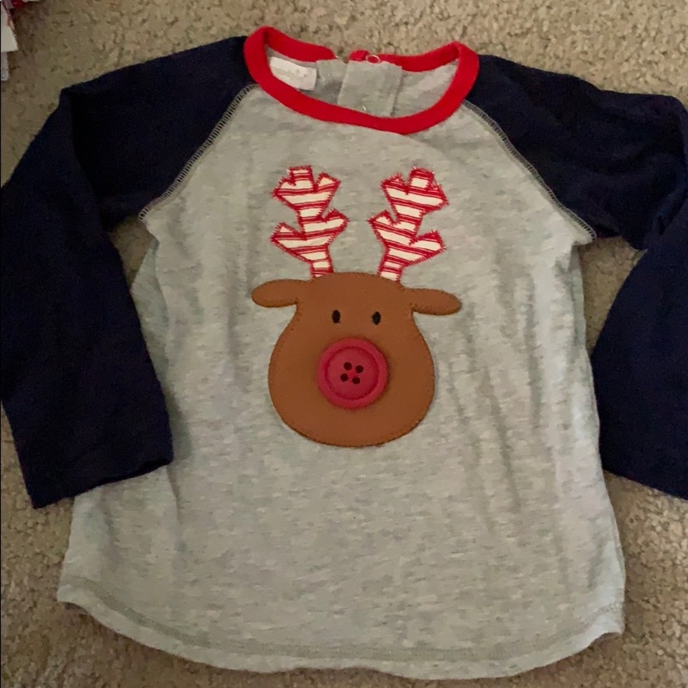 Reindeer Christmas raglan baseball style shirt